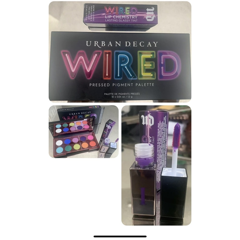 Urban Decay WIRED Pressed Pigment Eye Shadow Palette & Wired Lip Gloss Gravity